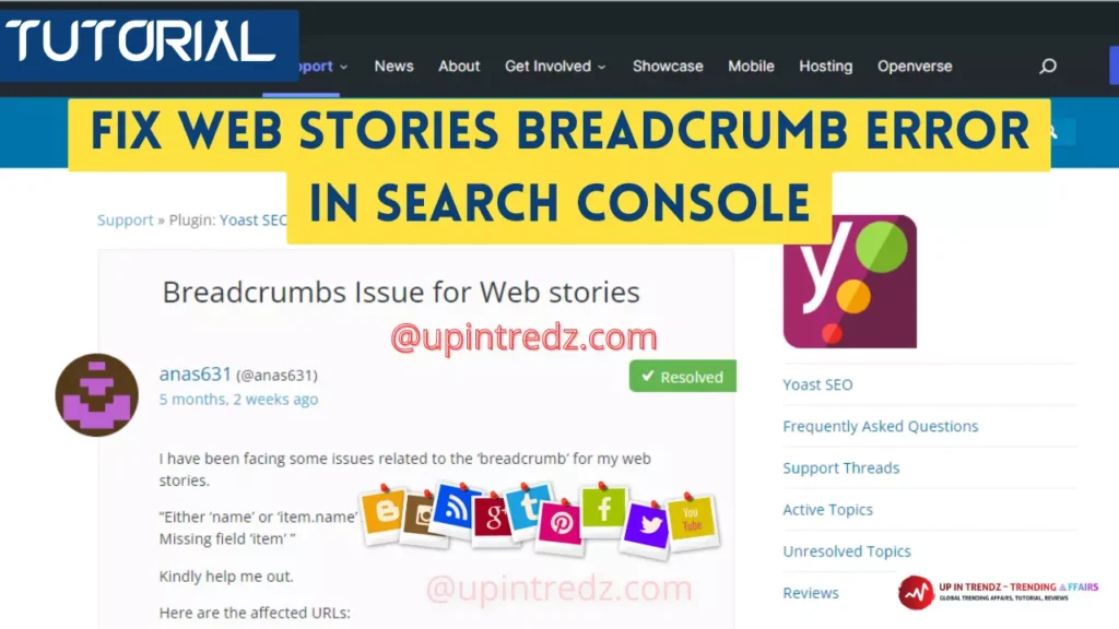 Fix Web Stories Breadcrumb Error in Search Console, Yoast SEO