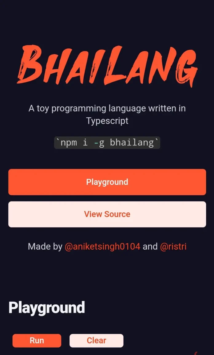 Bhai lang programming language