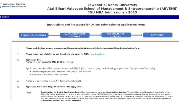 JNU MBA admission 2023: Apply through CAT Score at jnuee.jnu.ac.in