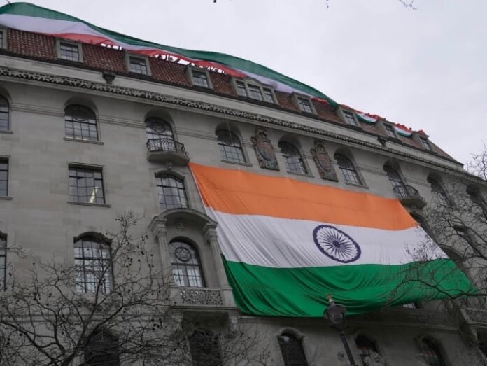 Giant Tricolor Put Up By Indian High Commission Team Atop High Commission...
