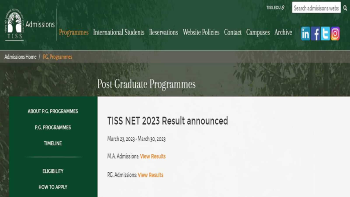 TISS NET 2023 Result declared at tiss.edu, direct link to check scores