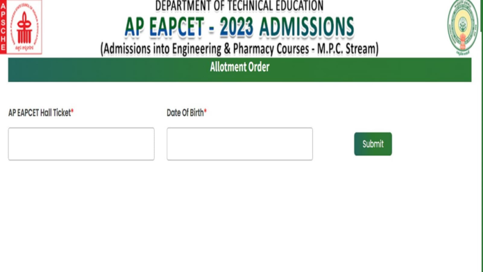 AP EAMCET seat allotment result 2023 for final phase out, link here