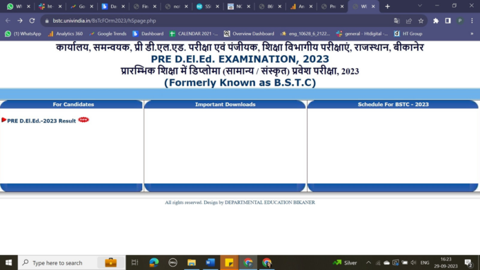 Rajasthan BSTC DElEd entrance result 2023 announced, know how to check scores