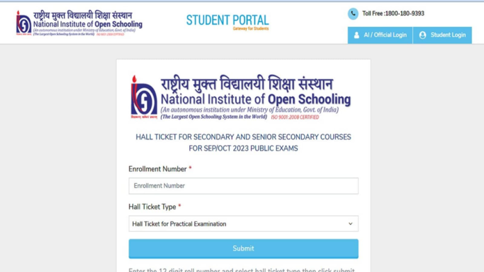 NIOS 10th, 12th Hall Ticket 2023 for practical exam out, download link here