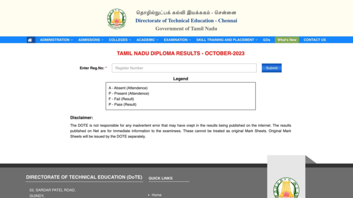 TNDTE Diploma exam result of October 2023 exam out, direct link here